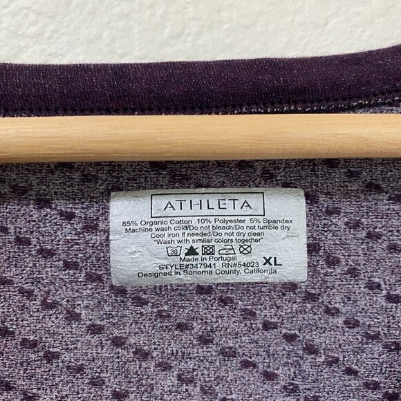 Athleta Dottie Ruched Active Top Womens XL Purple Polka Dot Long Sleeve Stretch - Picture 5 of 6